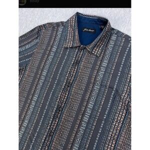Jhane Barnes Mens Button Down Shirt Sz XXL Cotton Short Sleeve Striped Casual